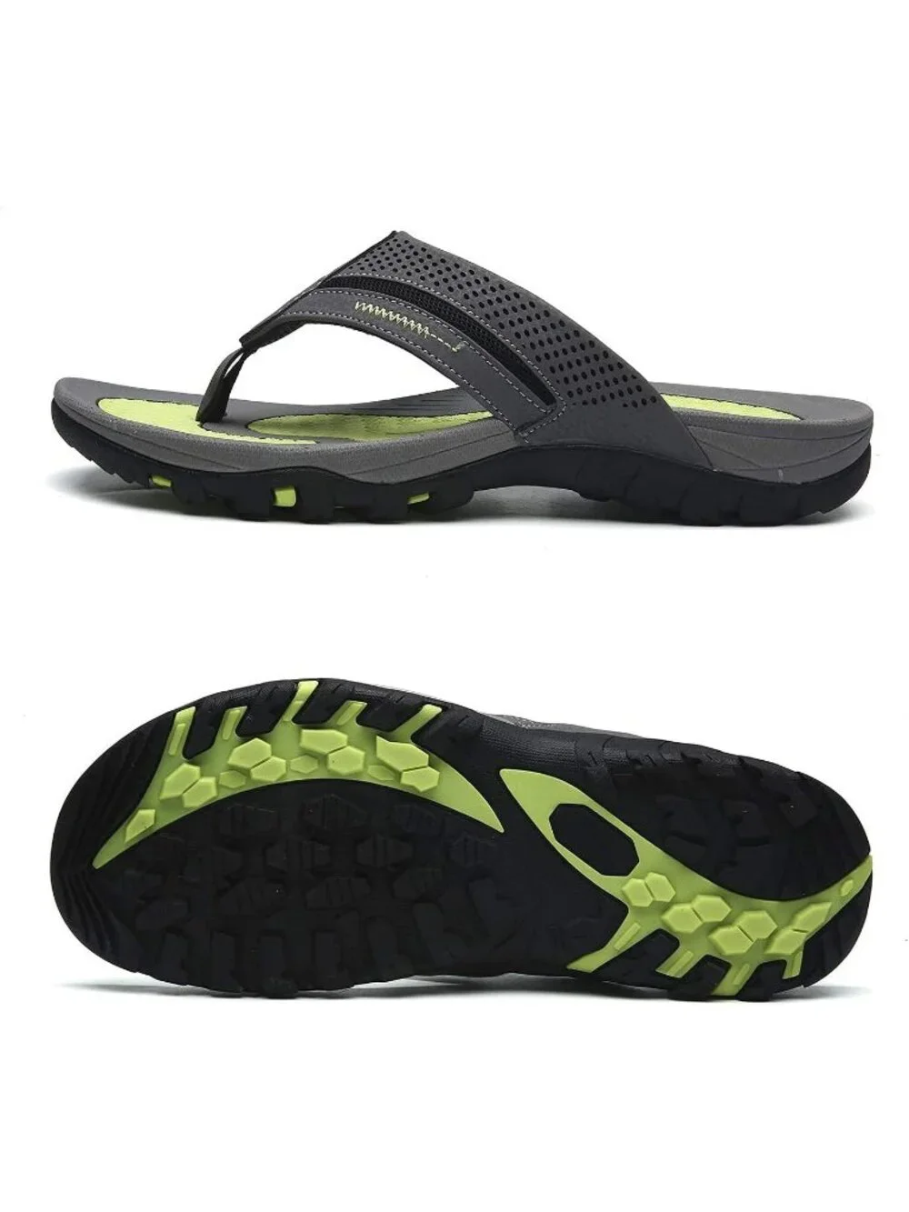Men's Grey Flip-flops Thongs Sandals Durable Comfort Slippers For Casual